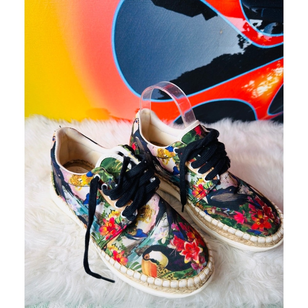 Free People Tropical Toucan Print Espadrille Lace Up Multi Color‎ Size 36